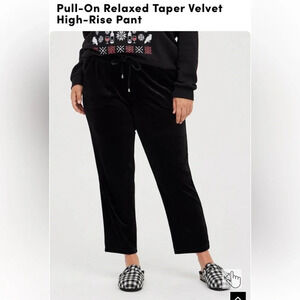 Torrid Pull On Relaxed Taper Velvet High Rise Pants
